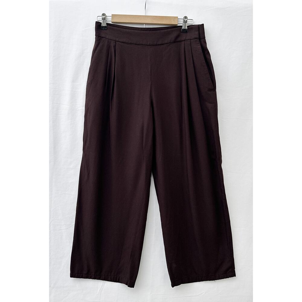 Vince Drapey Pleated Wide Leg Crop High Rise Pants Brown Women's Size 6